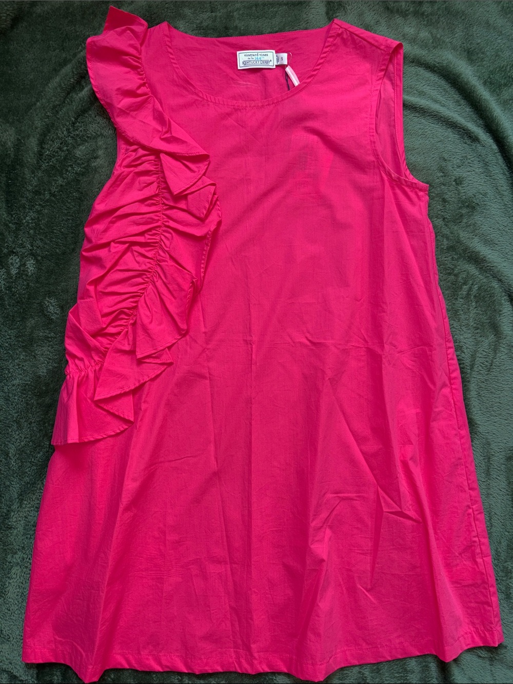 Vineyard Vines Hot Pink Ruffle-Accent Sleeveless Dress